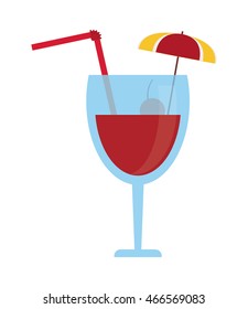 flat design tropical cocktail icon vector illustration