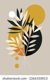 Flat Design Tropical Leaf , illustration minimal boho art