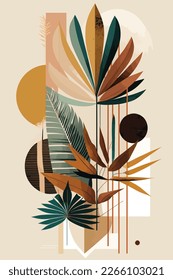 Diseño plano Hoja tropical , ilustración mínima arte boho