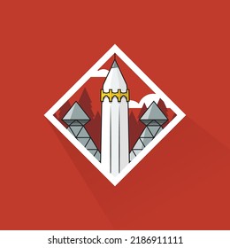 Flat Design of Tugu Pahlawan, can be use as Logo, Sticker and Poster