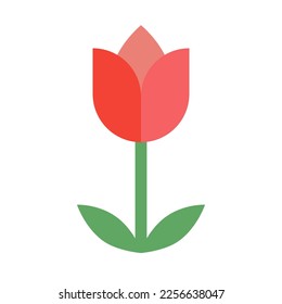 Flat design tulip icon. Red flower icon. Vector.