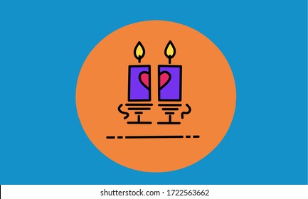 Diseño plano Dos velas que unen el corazón