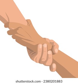 Flat design of two hands symbol of helping each other