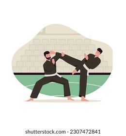 Flat design of two martial arts fight. Illustration for website, landing page, mobile app, poster and banner. Trendy flat vector illustration