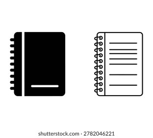 Flat design of two spiral bound notebooks in black and white