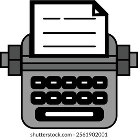 Flat design typewriter, flat icon