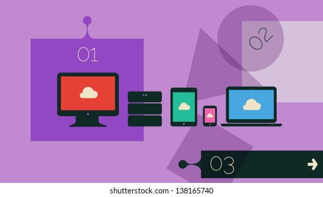 Flat design ui device icons with abstract interface elements