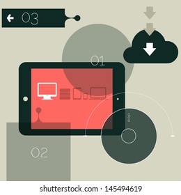 Flat design ui device icons with abstract interface elements, EPS 10