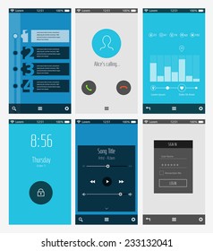 Flat design UI and Infographics mobile app templates