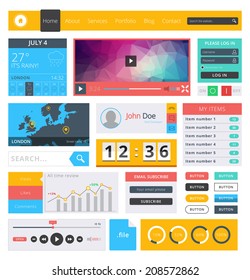 Flat design ui kit for web aplications and web design