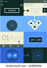 Flat design ui mobile abstract interface with modern hexagon and rhombus buttons