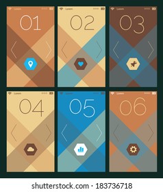 Flat design ui mobile abstract interface with modern rhomb pattern, in beige gamut, EPS 10