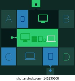 Flat design ui template steps background, EPS 10