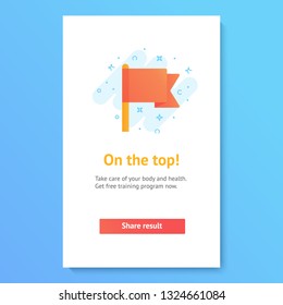 Flat design UI, UX concept app. Modern vector illustration. Icon of red flag. Awards for winners, champions, leadership. Symbol for logo, label, game, app design