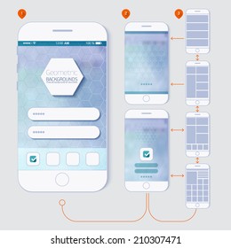 Flat design and ui web elements for mobile app and website. UI flat  web elements schematic diagram of the application development for you.