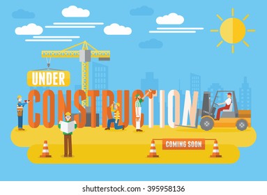 Flat design, under construction concept