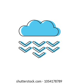 Flat design of upload cloud icon. Download process. Cloud storage concept isolated on white background. Vector illustration.