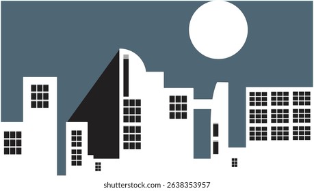flat design urban building, city landscape paper style, skyscraper building
