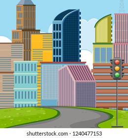 Diseño plano de la ilustración urbana