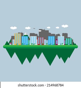 Flat design urban landscape illustration