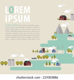 Flat design urban landscape illustration background,farm