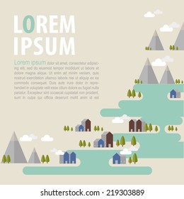 Flat design urban landscape illustration background