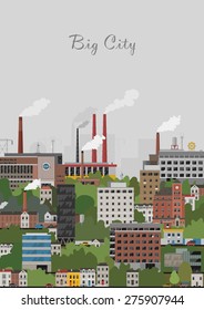 Flat design urban landscape illustration