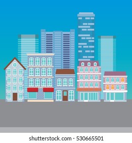 Flat design urban landscape illustration