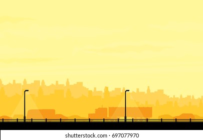 Flat design urban landscape illustration