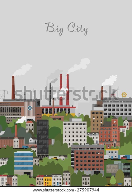 Flat design urban\
landscape illustration