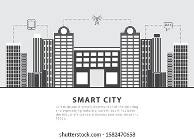 Flat design urban landscape vector design.