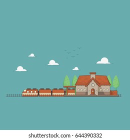  Flat Design Urban Landscape. Vector Abstract Architecture Illustration.