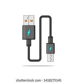 flat design USB cable icon on white background- Vector