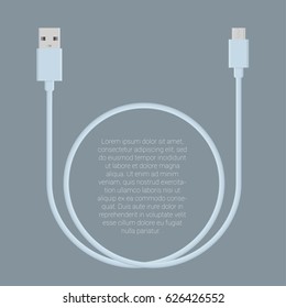 Flat design  usb data charge cable connectors  vector template 