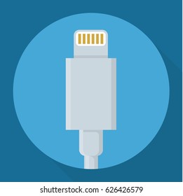 Flat design usb power data cable connectors long shadow vector icon