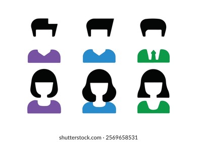 Flat Design User Profile Icons with Male and Female Silhouettes