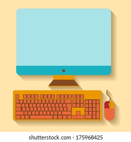 Flat design. Using a desktop PC