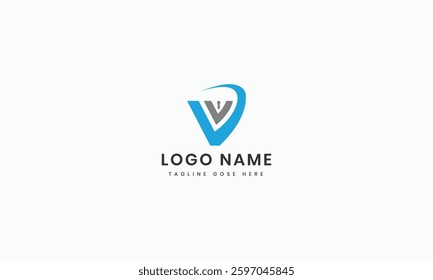 Flat design v logo geometric letter