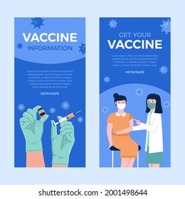 Flat design of vaccination informative concept brochure or banner template illustration