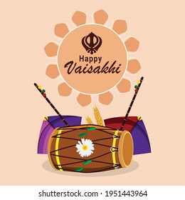 Flat design of vaisakhi celebration vector illustration and background
