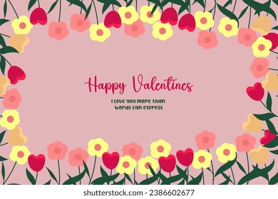 flat design valentine day design with a flower background