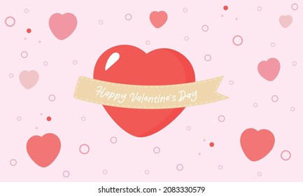 Flat design valentine's day background with hearts 