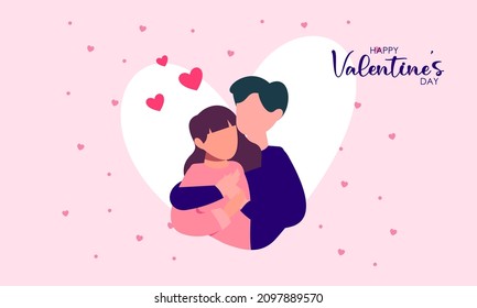 Flat design valentine's day background with couple illustration