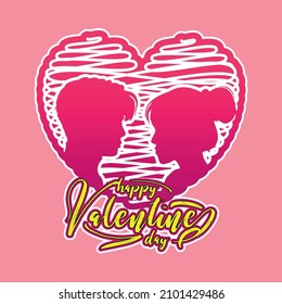 Flat design valentine's day background with couple Free Vector