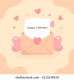 Flat design Valentine's day background concept with love letter
