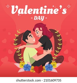 Flat design valentines day couple