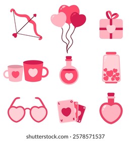 Flat design valentines day element collection vector illustration