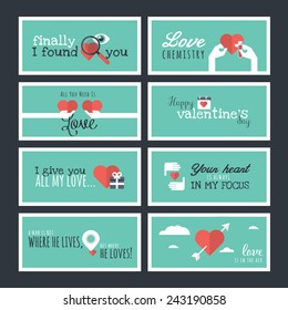 Flat design Valentines day greeting cards and banners 
