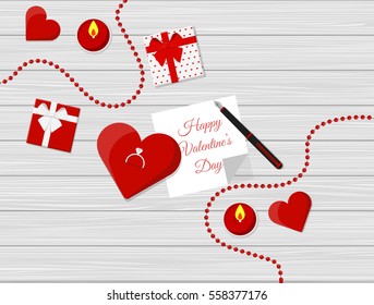 Flat Design of Valentine's Day Romantic Composition. Vector Illustration.