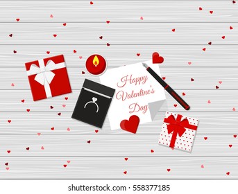 Flat Design of Valentine's Day Romantic Composition. Vector Illustration.
